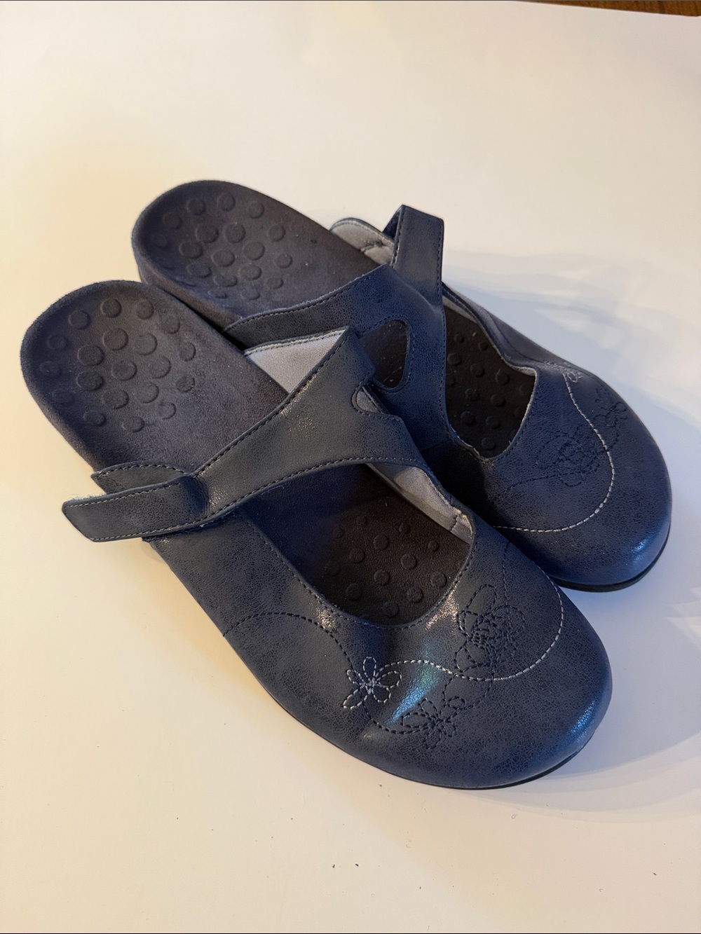 orthaheel Navy Blue Mary Jane Clogs with Strap